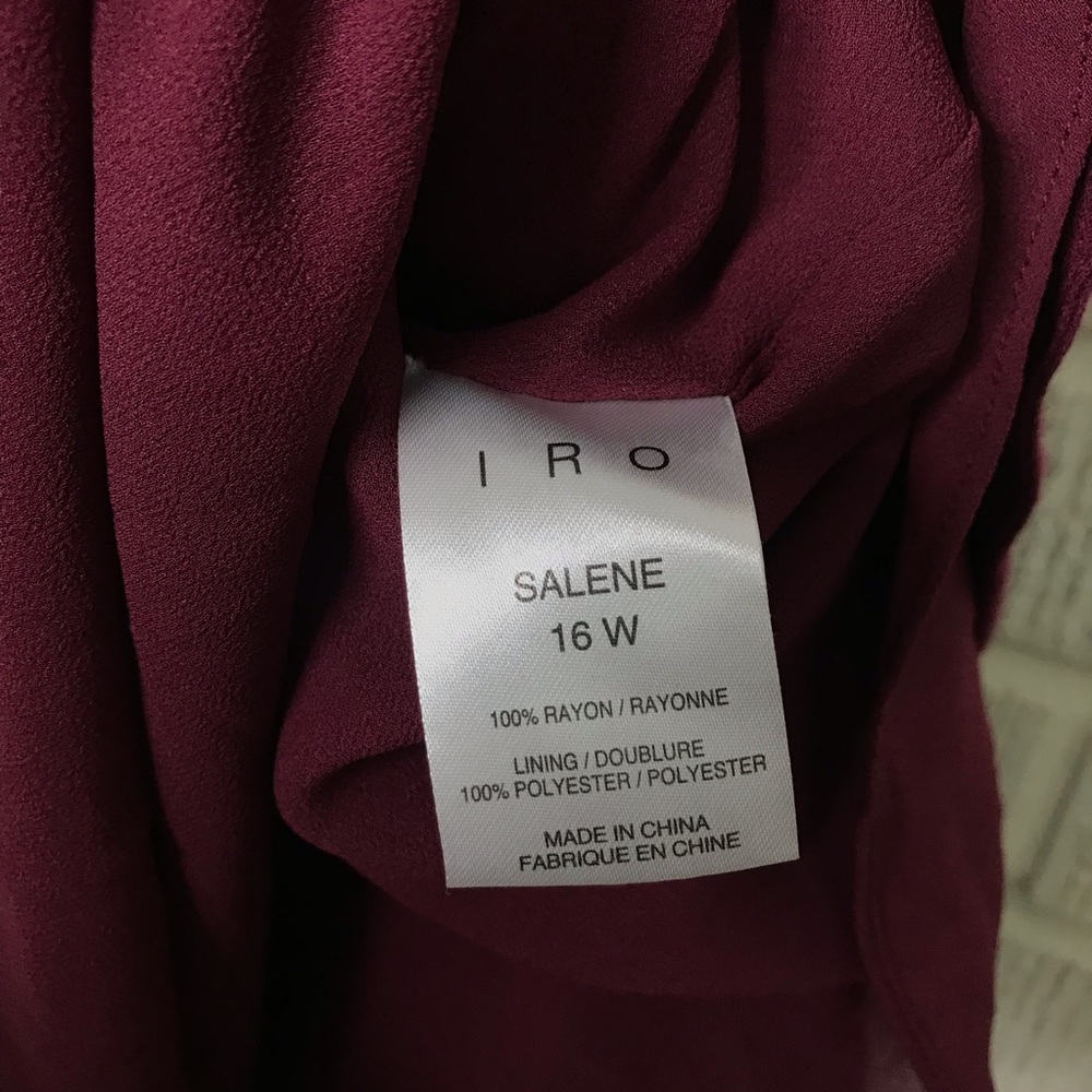 New IRO Salene Ruffle-Trim Mini Dress Burgundy Red - Picture 6 of 8